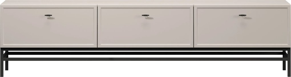 TV stolík Lorini 200 cm na stojane – kašmírová / čierna / úchytky T