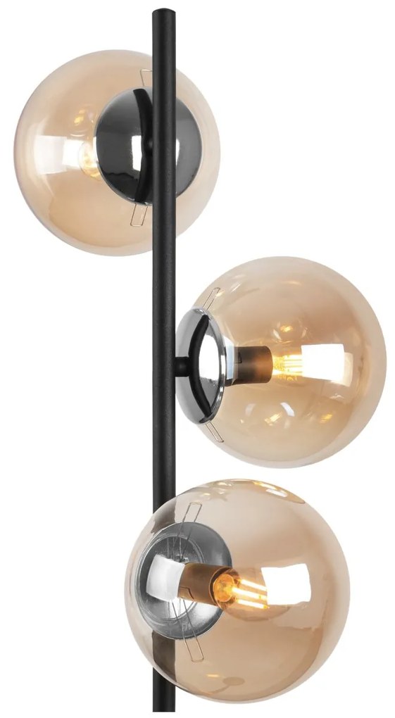 Stojacia lampa Paris, 3x medové sklenené tienidlo, B/CH