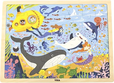 Puzzle na podstavci Viga 44583 48 dielikov - spoznávanie mora a jeho obyvateľov