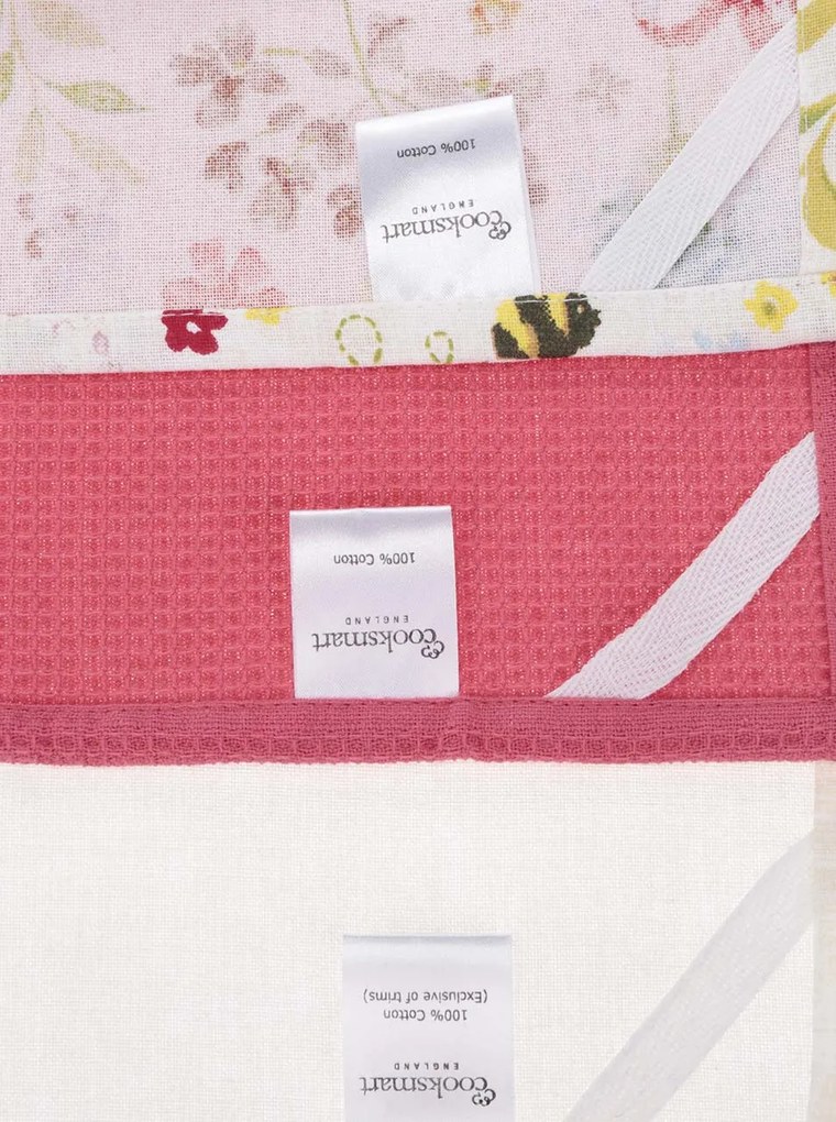 Súprava troch kvetovaných utierok v ružovej a krémovej farbe Cooksmart