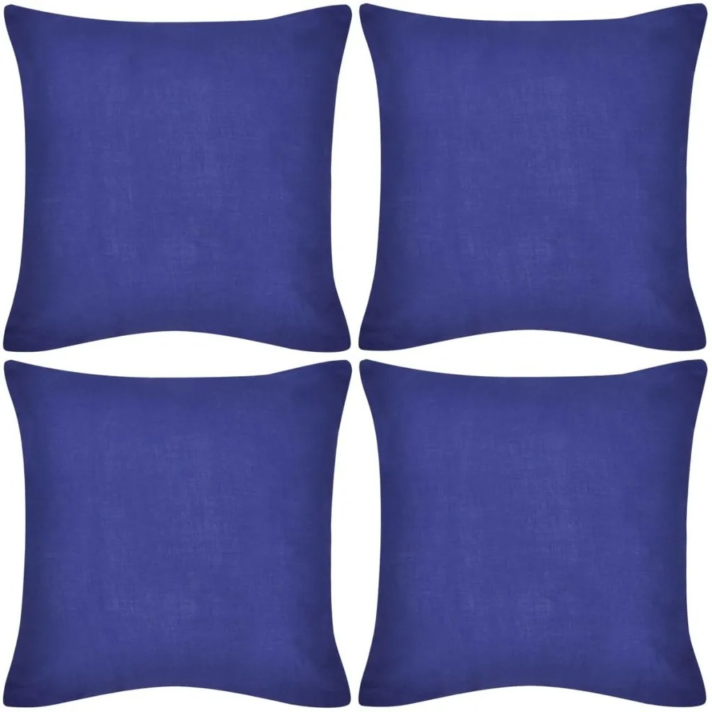 vidaXL Návliečky na vankúše, 4 ks, bavlna, modré, 50 x 50 cm