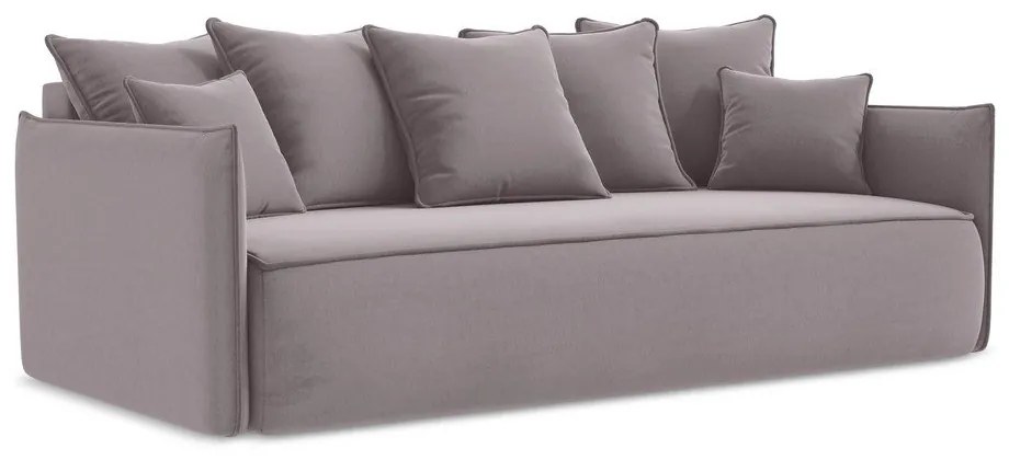 Zamatová rozkladacia/s úložným priestorom pohovka v levanduľovej farbe 225 cm Hula – Makamii