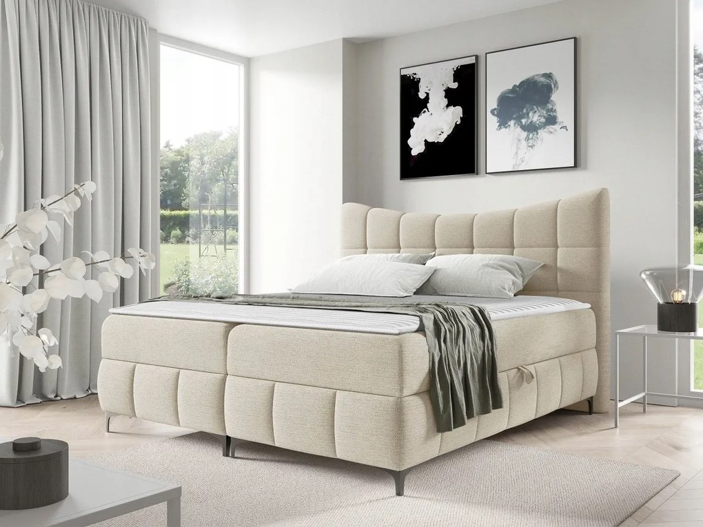 Manželská posteľ 160cm Zarandeaba (krémová)