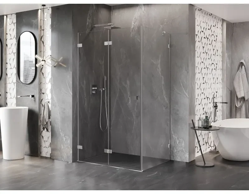 Mexen Lunar-F, skladací sprchový kút ľavý 100 x 90 cm, 8mm číre sklo, chrómový profil, 836-100-090-01-00-L