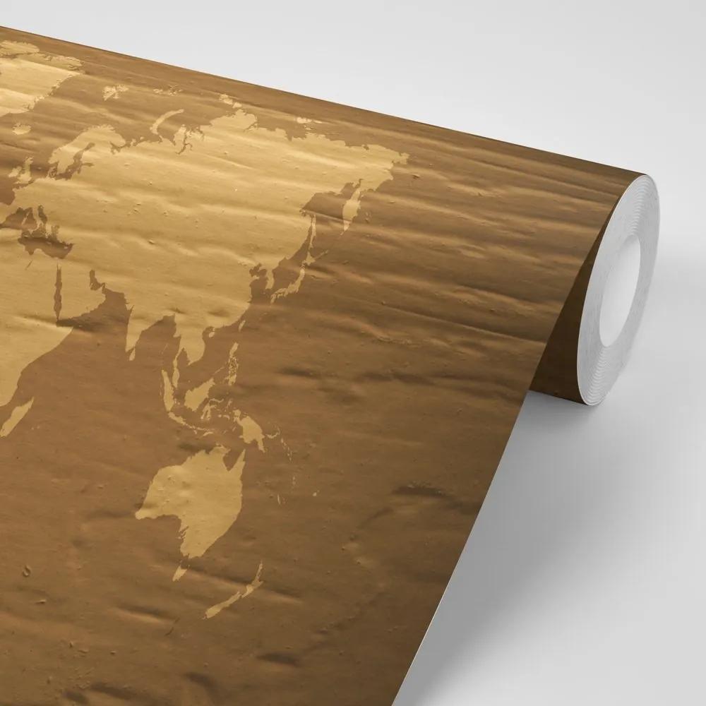 Samolepiaca tapeta hnedá mapa sveta - 300x200