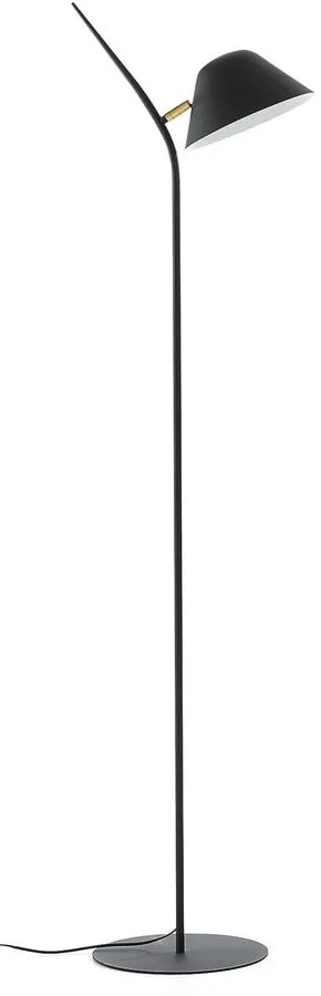 Čierna stojacia lampa s kovovým tienidlom (výška 152 cm) Aurelia – Kave Home