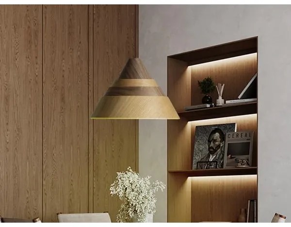 Drevený luster na lanku 1xE27/60W/230V pr. 33 cm masív/dub/orech/kaučukovník