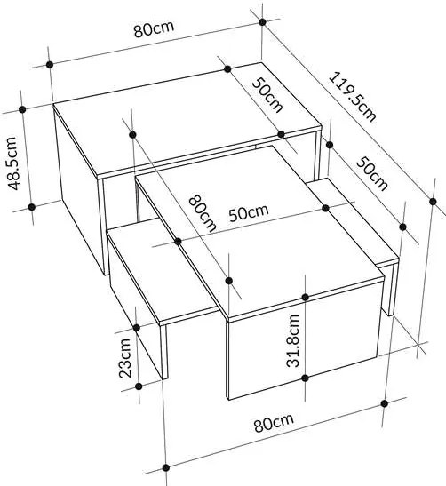 Konferenčný stolík Houseland Kanta dub safírový/čierny
