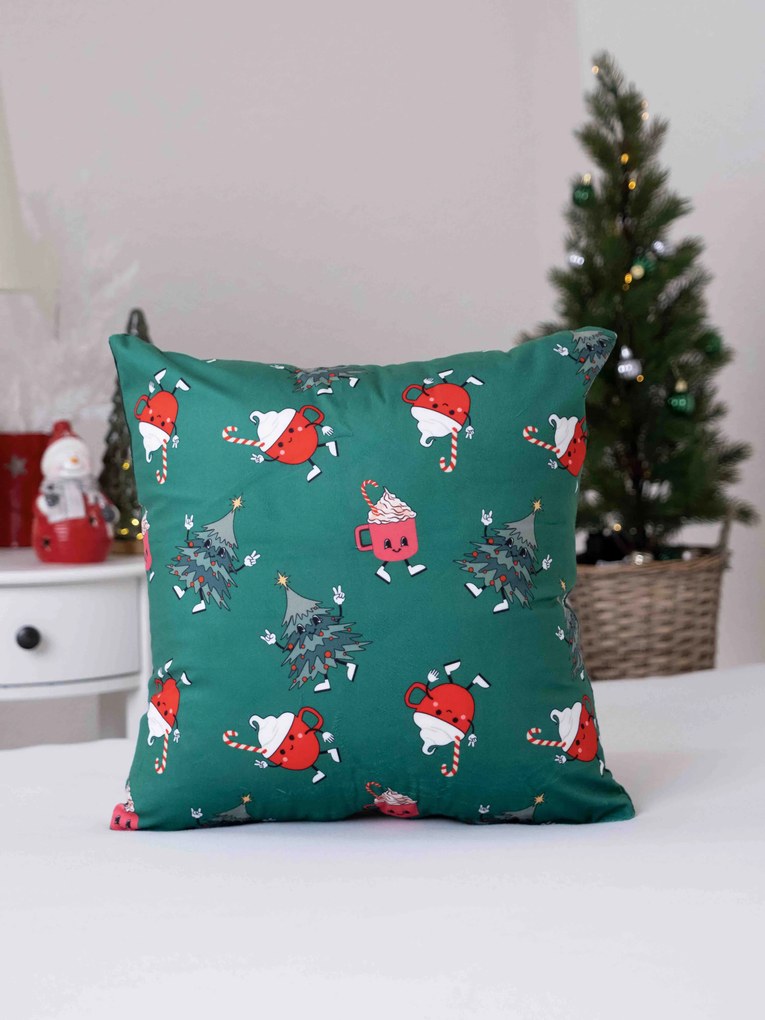 Vianočná obliečka na vankúš mikroplyš 40 × 40 cm - Zimná zábava