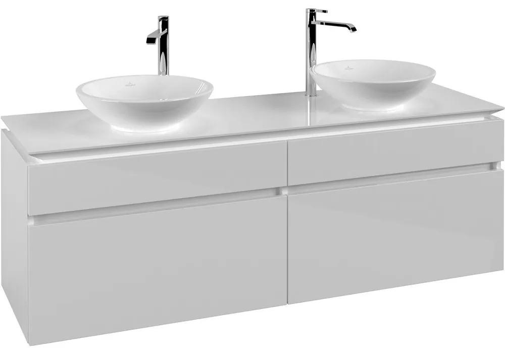 VILLEROY &amp; BOCH Legato závesná skrinka pod dve umývadlá na dosku, 4 zásuvky, 1600 x 500 x 550 mm, Glossy White, B60000DH