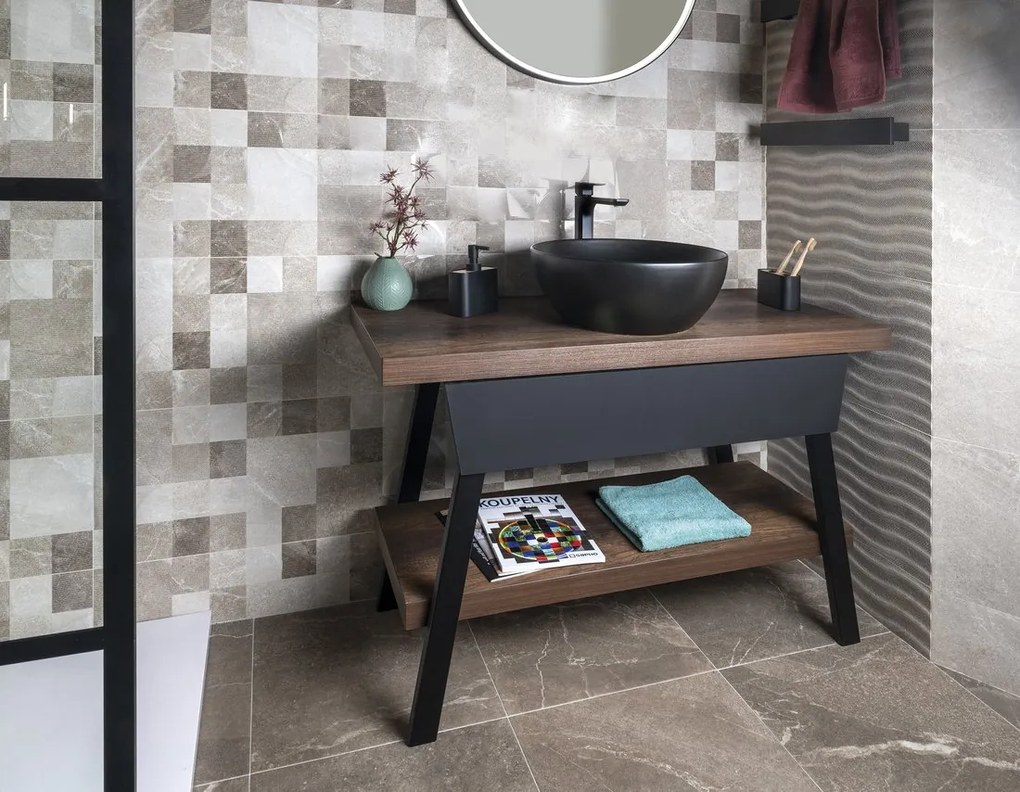 GSI GSI, PURA keramické umývadlo na dosku, priemer 42 cm, čierna matná, 885126