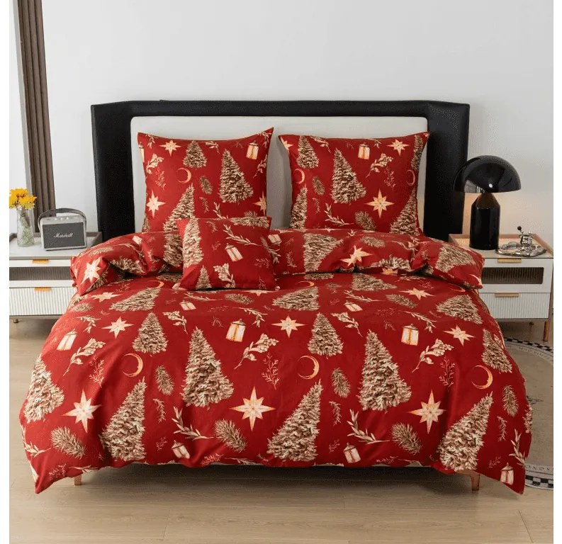 Obliečky z mikrovlákna GOLD CHRISTMAS červené Rozmer obliečky: 70 x 90 cm | 140 x 220 cm
