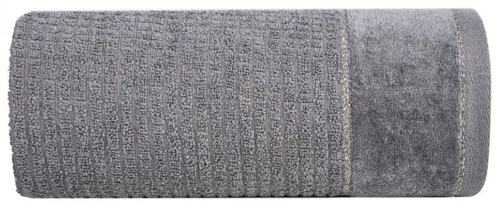 Bavlnená osuška GLORY v tmavo sivej farbe s velúrovým okrajom prešitá lesklou niťou Breite: 50 cm | Länge: 90 cm