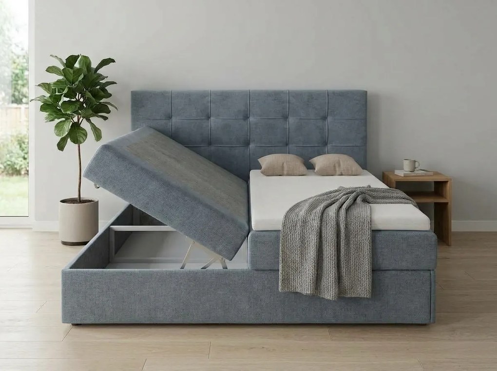 Čalúnená posteľ boxspring DIRELIS TRINITY 160x200 cm sivá Matrac: Matrac Bonell pružinový