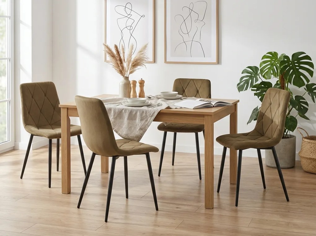 Hnedá zamatová stolička LIBRA OLIVE BROWN s čiernymi nohami