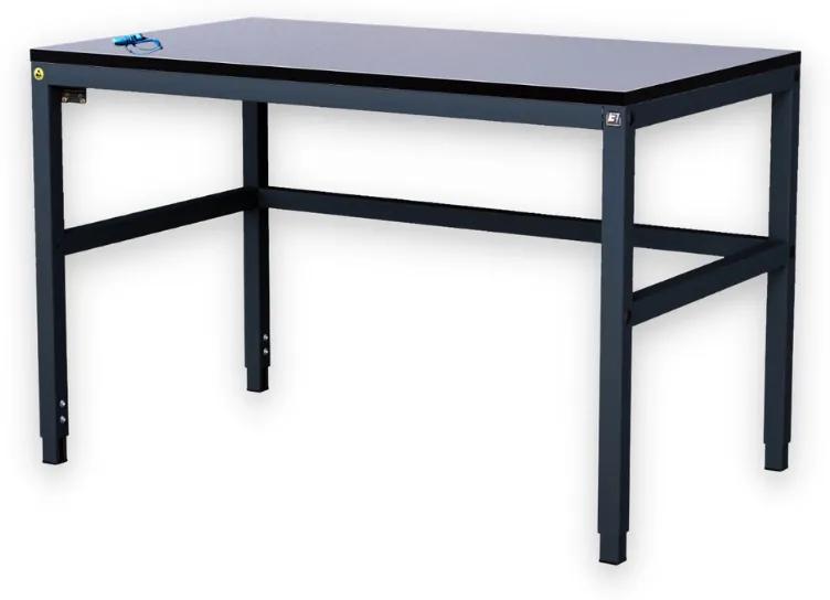 Alfa 3 Antistatický dielenský ESD stôl, 1200x800x745-985 mm, nastaviteľné podnožie