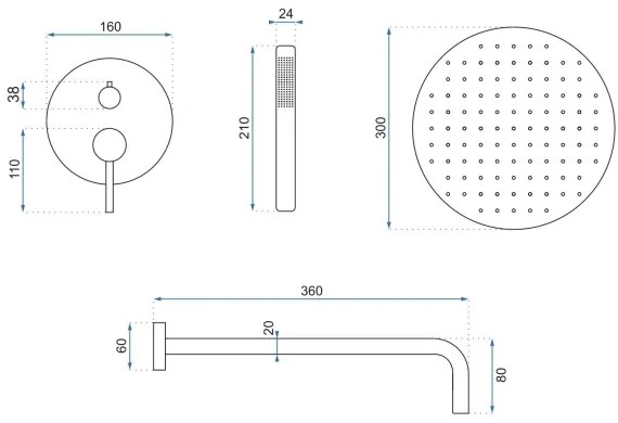 REA-P4100 - Sprchová súprava s podomietkovou batériou LUNGO čierna