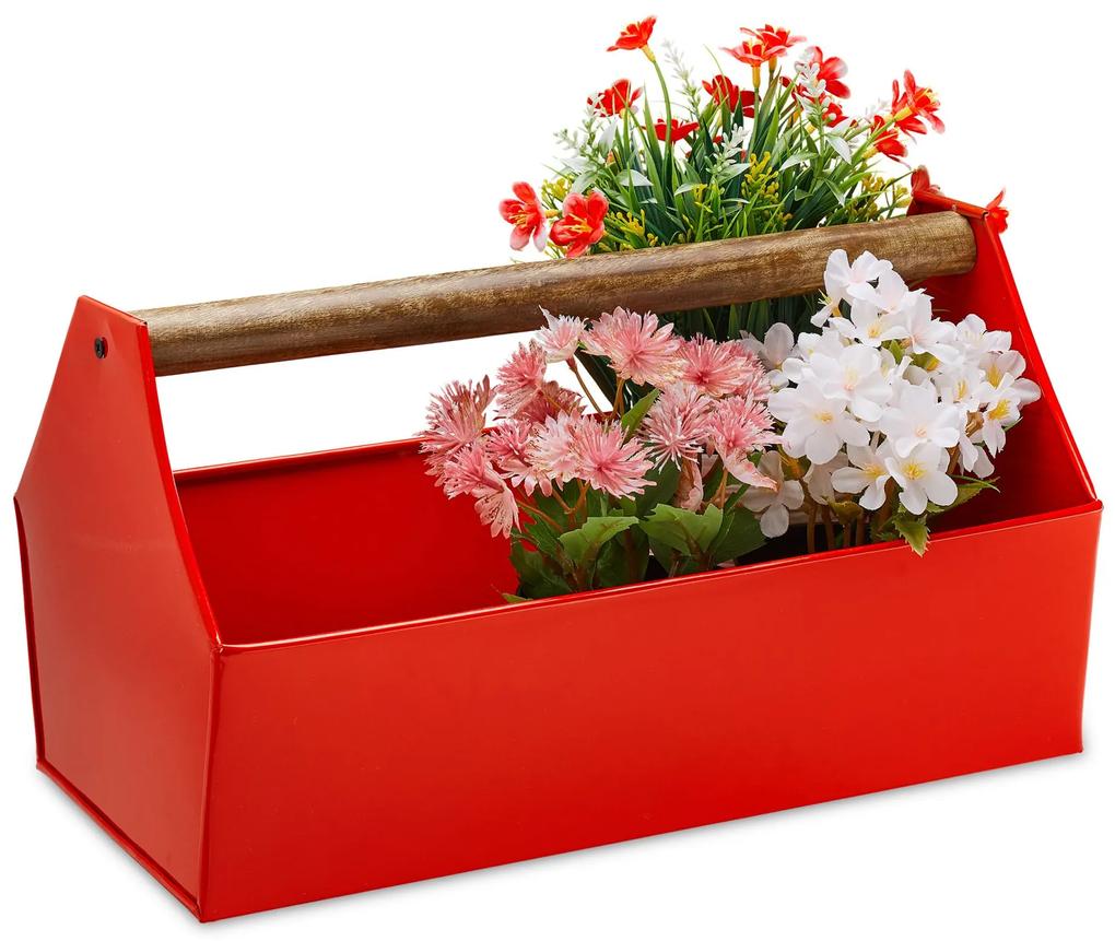 Kvetinový box s rukoväťou RD6998, červená