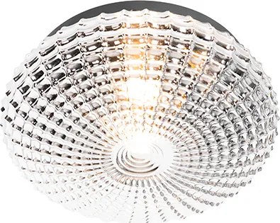 Klasické stropné svietidlo čierne s dymovým sklom 30 cm IP44 - Nohmi