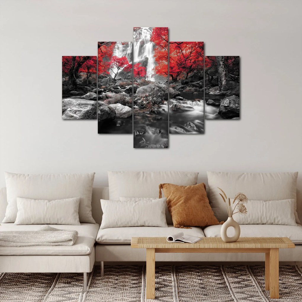 Obraz - Vodopády v jesennej krajine (150x105 cm)