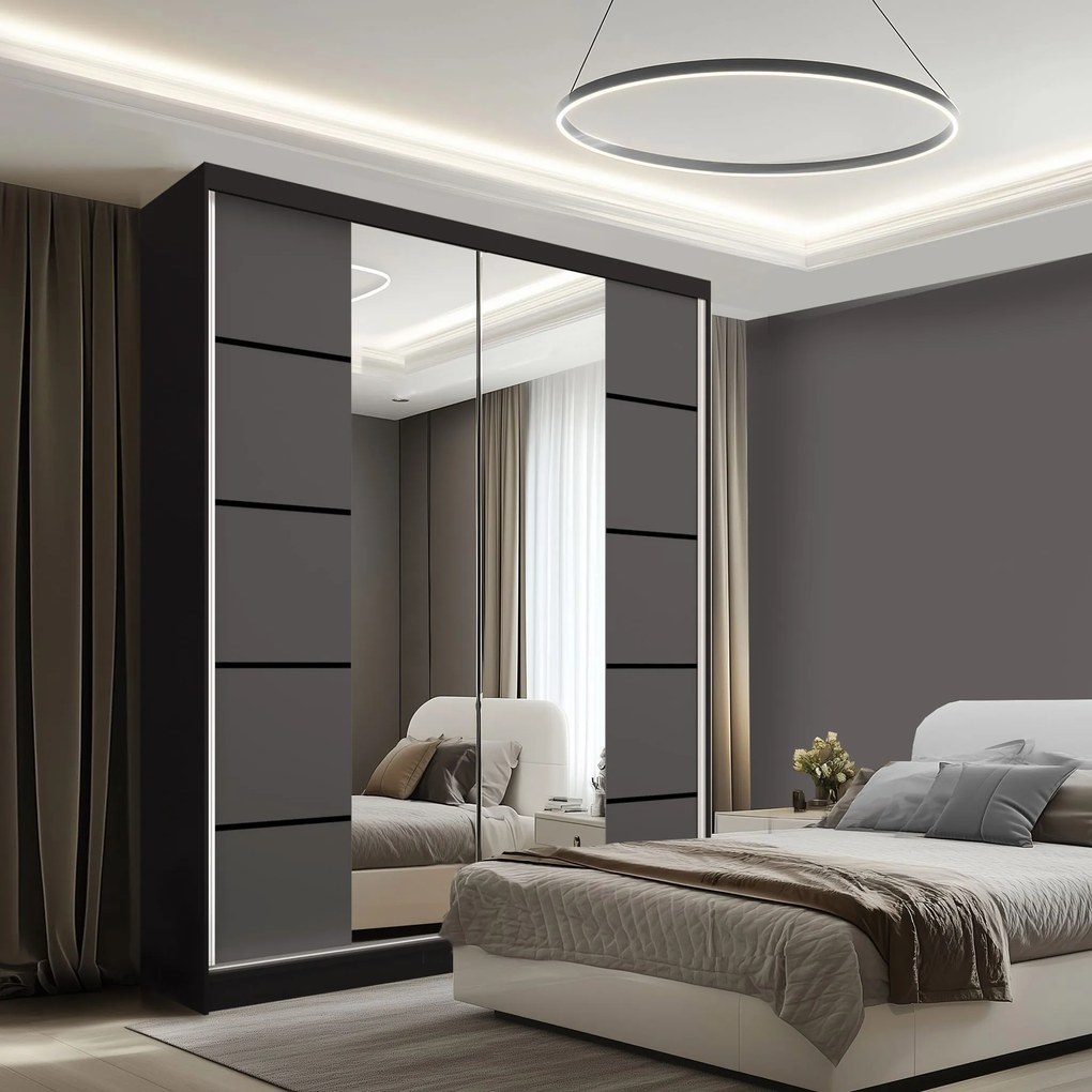 Šatníková skriňa SERENITY 158 cm šedý mat ME SERENITY SZP7/0/B/SR/0/HIAL