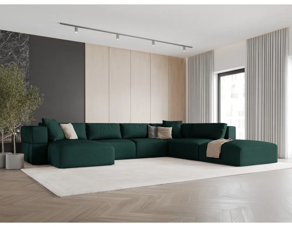 Zelená rohová pohovka do "U", pravý roh Esther - Milo Casa