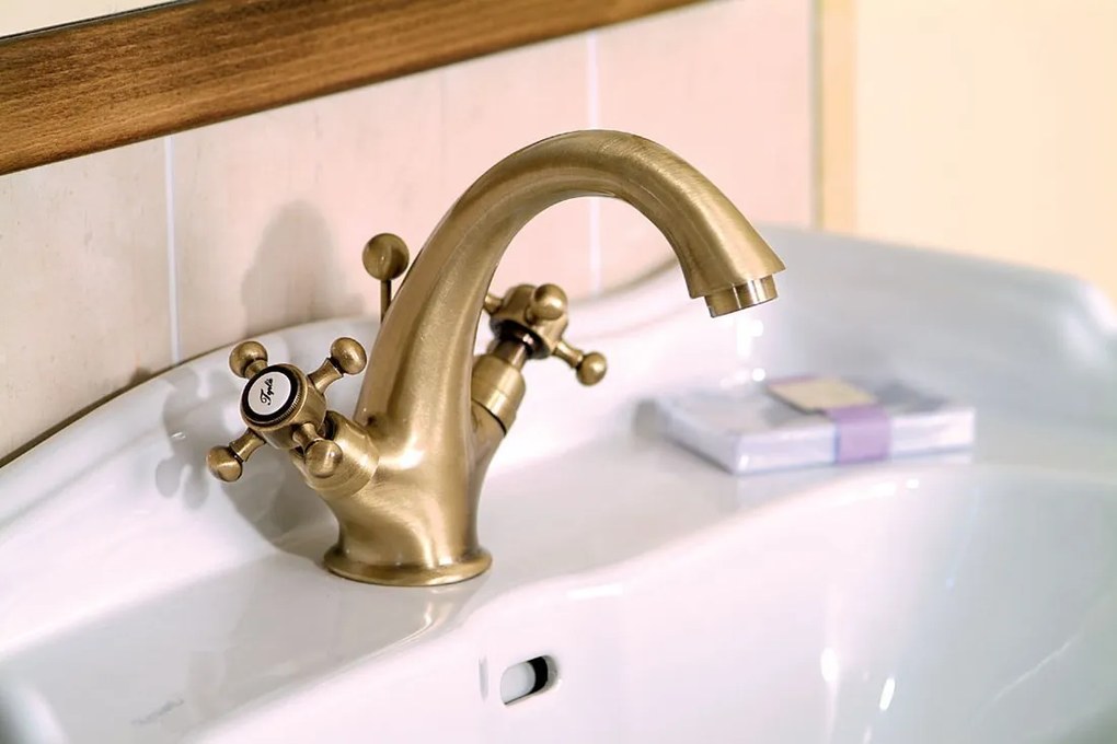 Reitano Rubinetteria Reitano Rubinetteria, ANTEA päťprvková batéria na okraj vane s retro hubicou, bronz, 3886