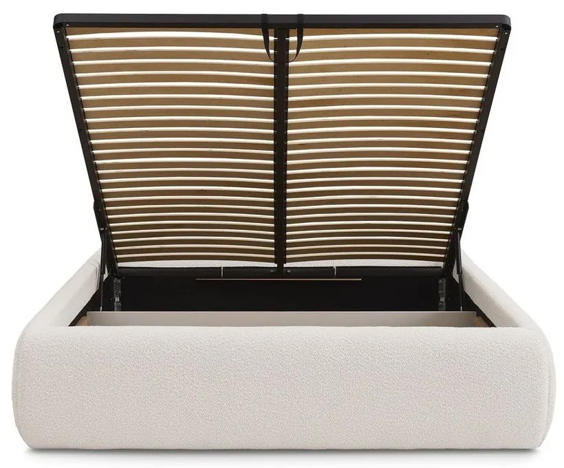 Biela čalúnená dvojlôžková posteľ s úložným priestorom/bez čela s roštom 160x200 cm Inera – Bobochic Paris