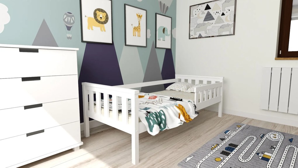 Detská posteľ MONTY 90 x 200 cm, biela Rošt: S latkovým roštom, Matrac: Matrac DELUXE 10 cm