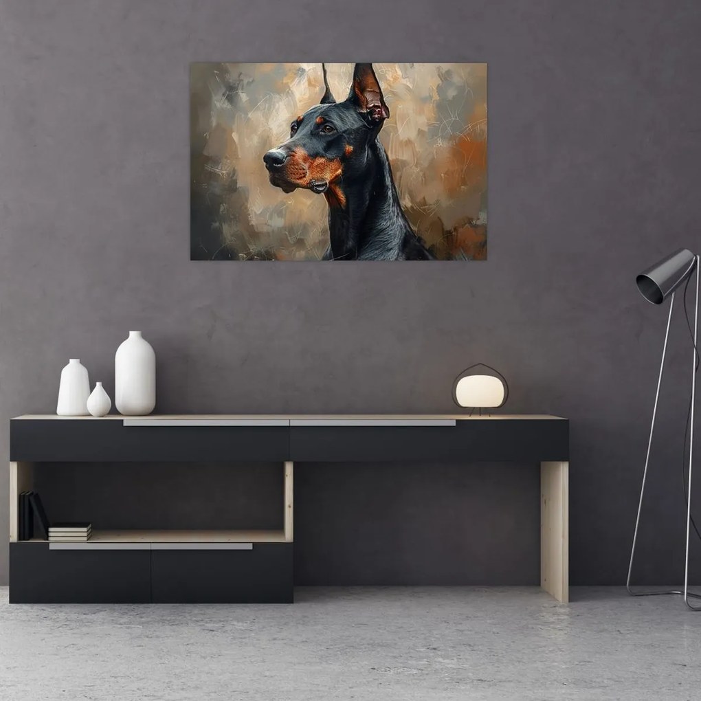 Obraz - Portrét Dobermana (90x60 cm)