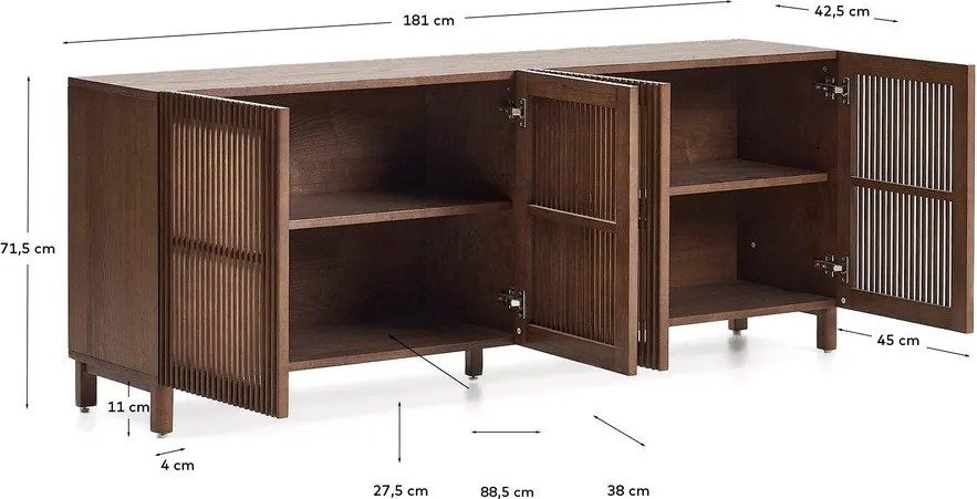 Tmavohnedá komoda v dekore orecha 181x71,5x42,5 cm Beyla – Kave Home