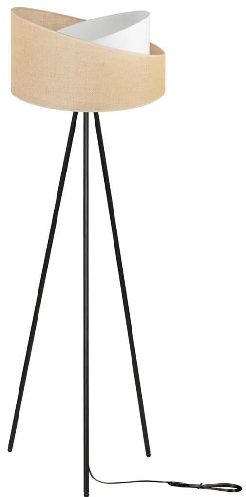 Stojacia lampa Juta, 1x jutové/biele textilné tienidlo, (výber z 2 farieb konštrukcie), m