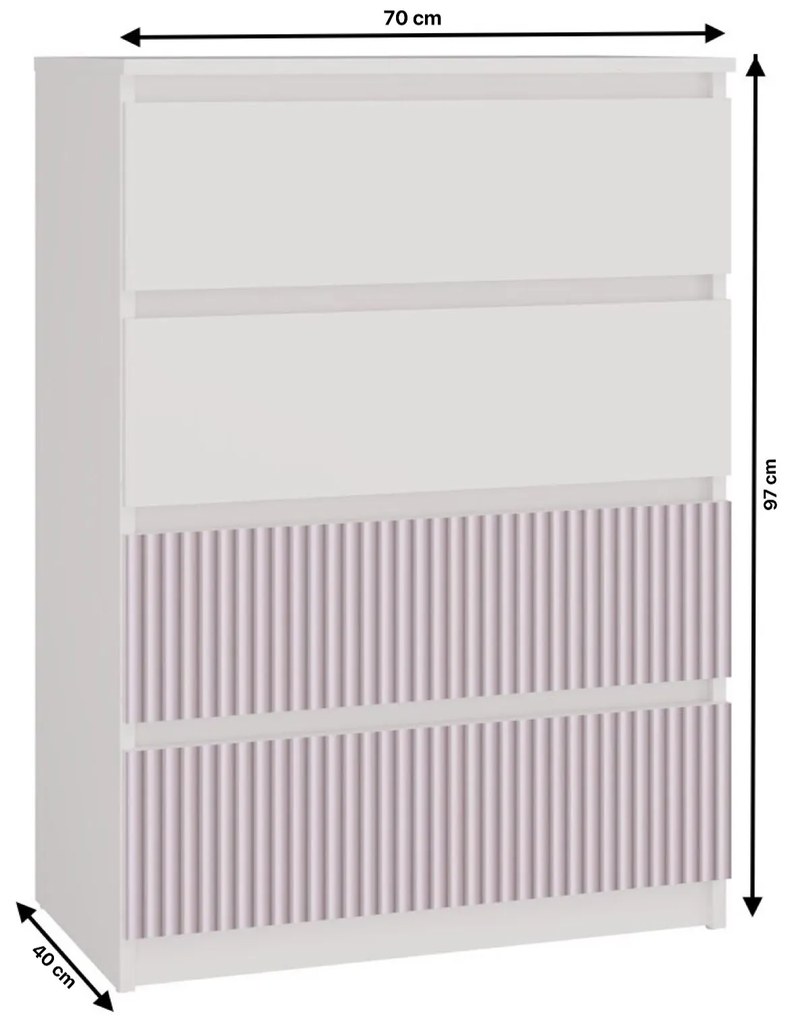 Detská komoda MALWA M4 ARTESO bielo-ružová