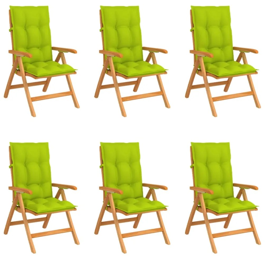 Sklápacie záhradné stoličky s podložkami 6 ks tíkový masív