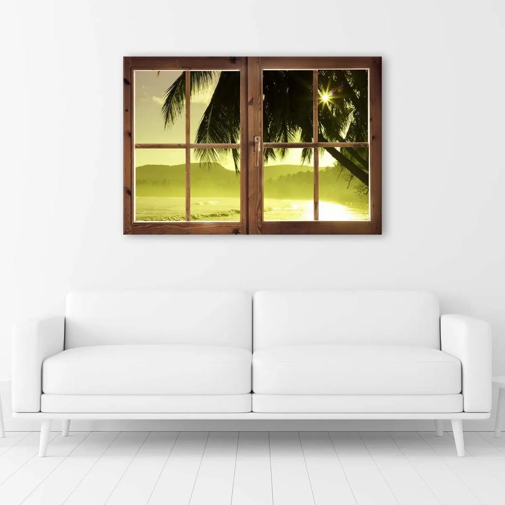 Obraz na plátně Pohled z okna Palm Sun - 60x40 cm
