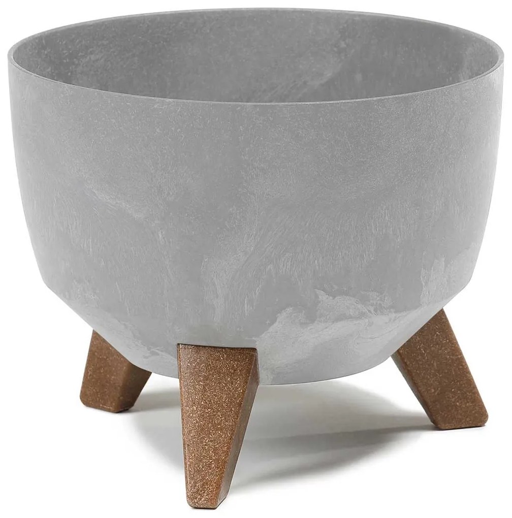 PLASTOVÝ KVETINÁČ ROSA LINEA SADA 2KS 15X24,3 CM+18,3X29,2 CM IMITÁCIA BETÓNU SIVÁ