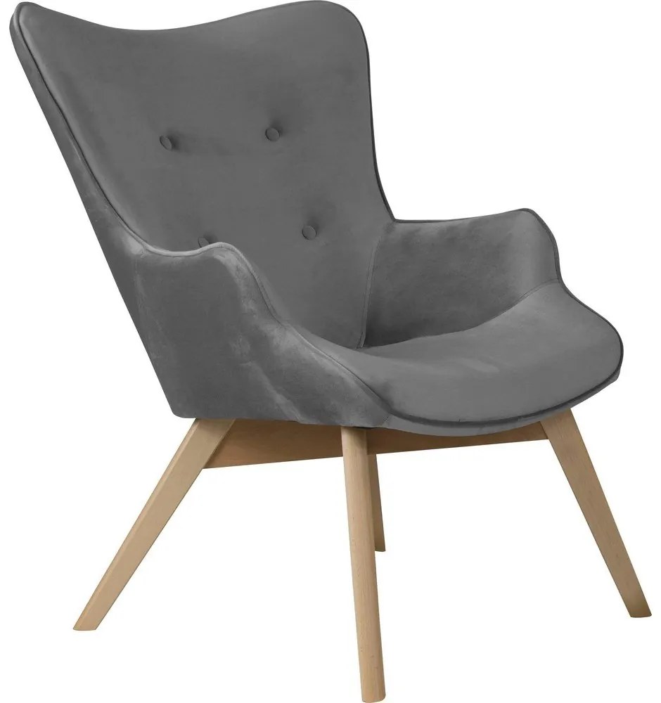 Sivé zamatové kreslo Niko – Ropez