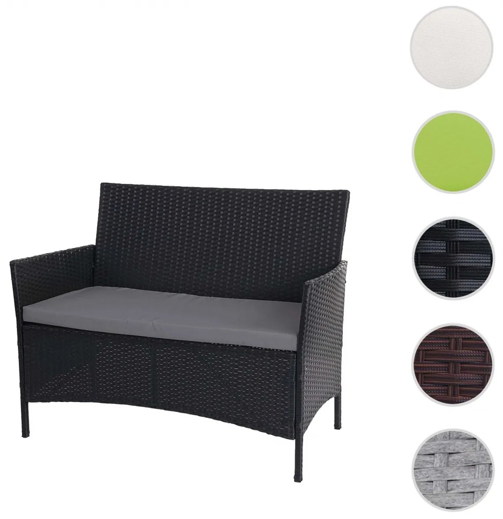 Polyratanová záhradná lavica Halden - antracit, vankúše antracit