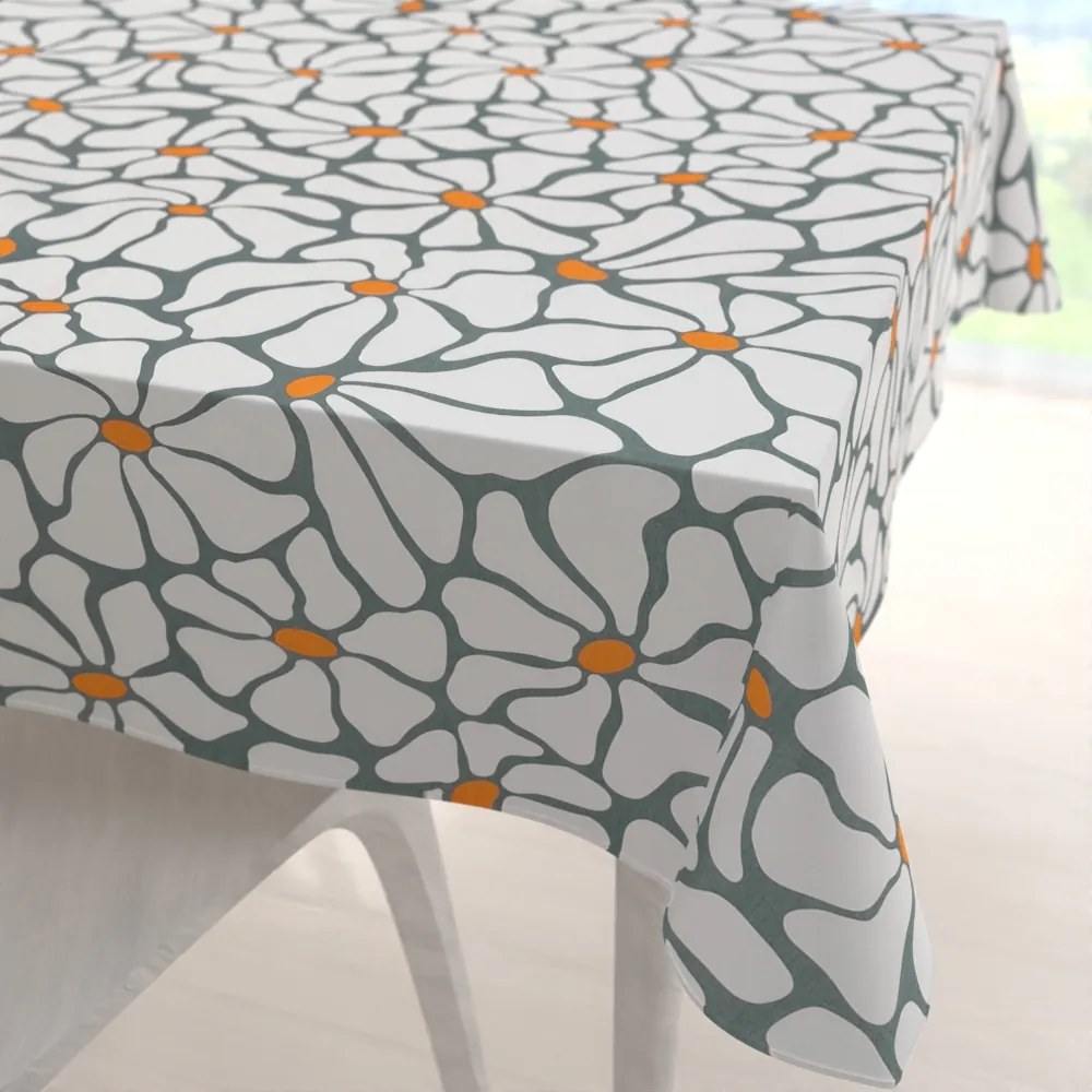 Biante Bavlnený štvorcový obrus Sandra SA-491 Biele designové kvety na sivom 80x80 cm