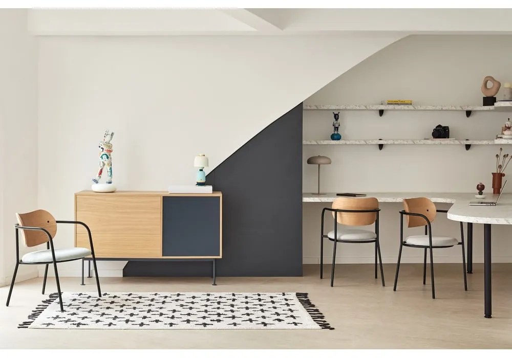 Antracitovosivá komoda v dubovom dekore Teulat Yoko, šírka 128 cm