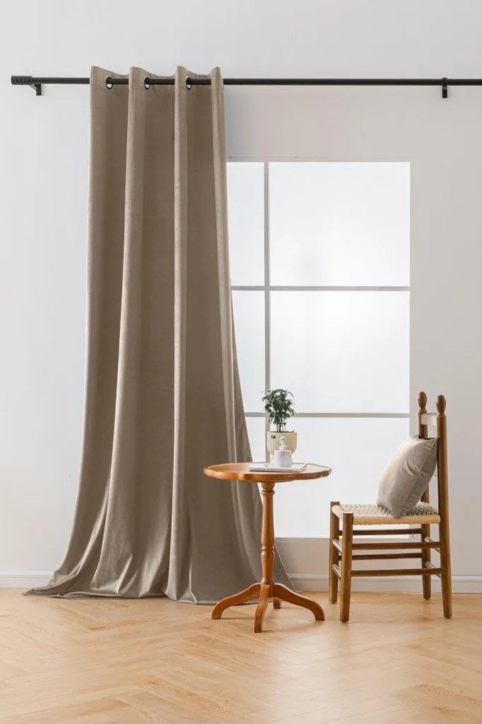 Béžový zatemňovací záves VELVET 140x270 cm Zavesenie: Riasiaca páska