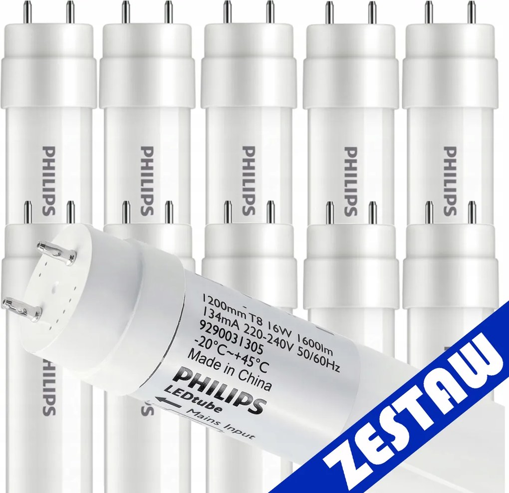 SADA 10x LED trubicové svetlo 120cm 18W 4000K 1800lm G13 Philips Neutral