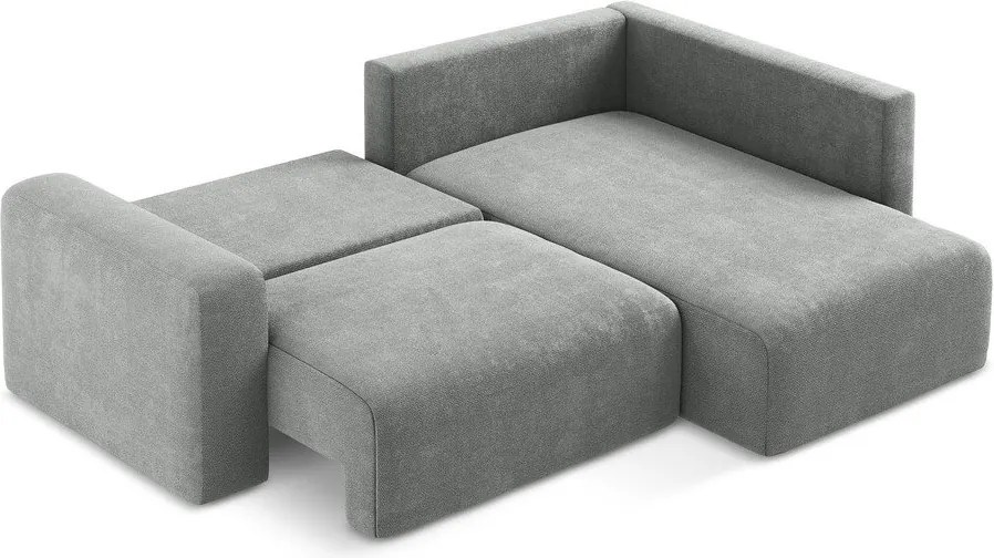 Sivá ženilková rozkladacia/s úložným priestorom rohová pohovka (pravý roh/do L) Kona – Makamii