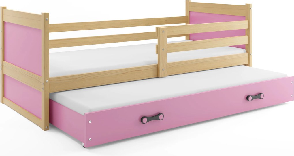 Posteľ s prístelkou RICO 2 190x90 Borovica - Ružová