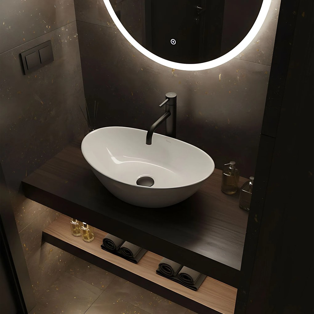 Rea Kate, umývadlo na dosku 450x270x140 mm, biela lesklá, REA-U6802