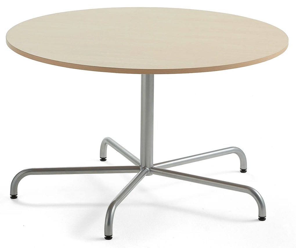 Stôl PLURAL, Ø1200x720 mm, HPL - breza, strieborná