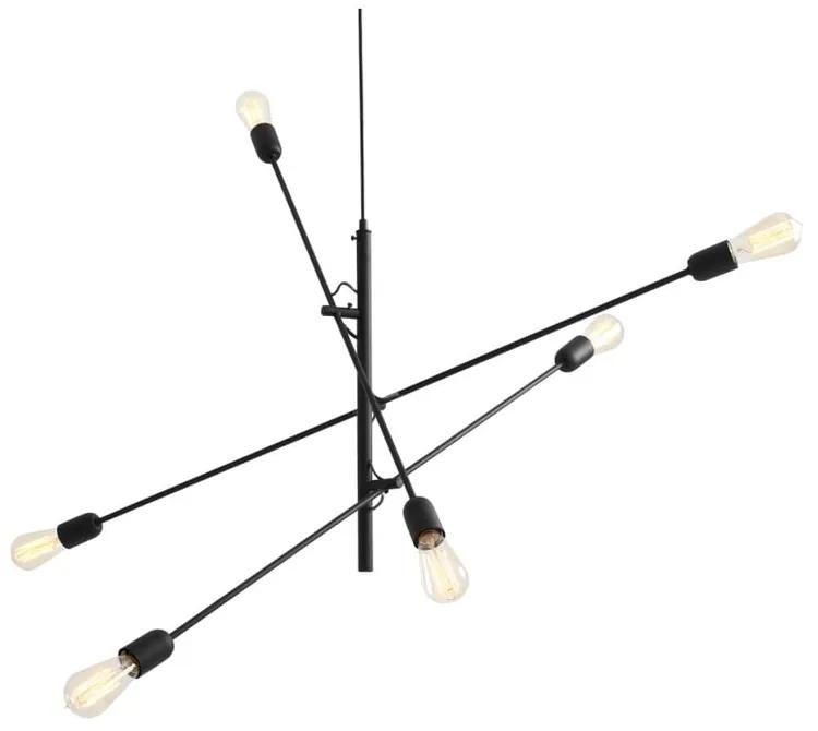 Čierne závesné svietidlo na 6 žiaroviek Custom Form Twigo