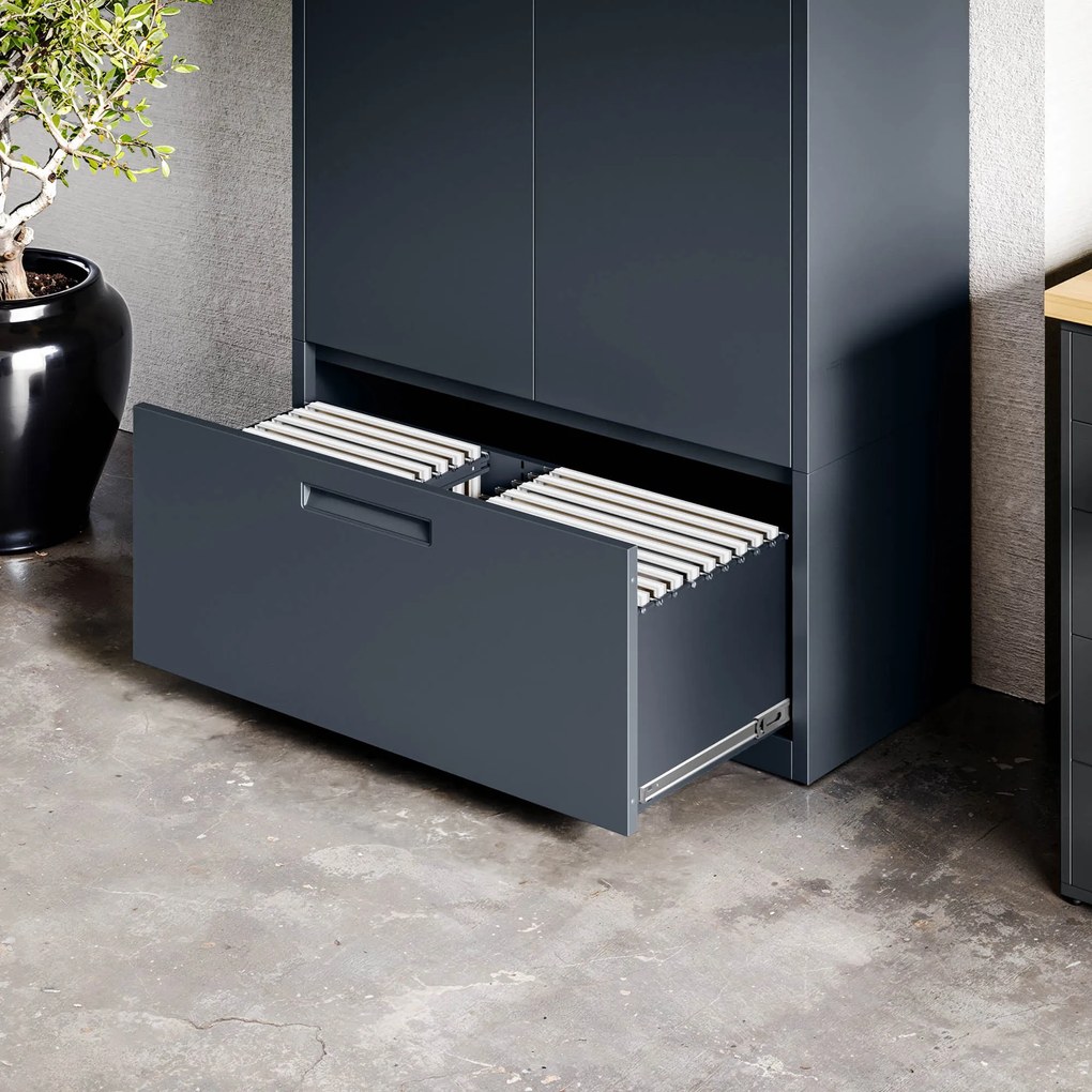 Modulárna kovová multifunkčná skriňa s vysokou zásuvkou antracitová MEGAN 1950 x 900 x 400 mm