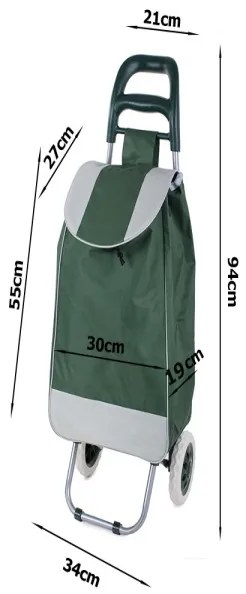 Nákupná taška na kolieskach 94cm zelená