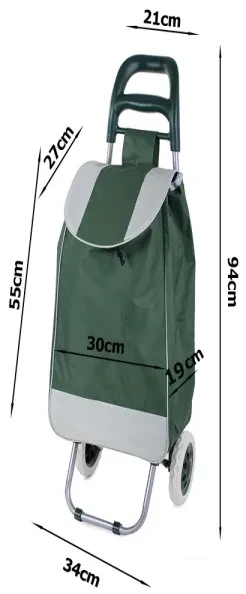 Nákupná taška na kolieskach 94cm zelená